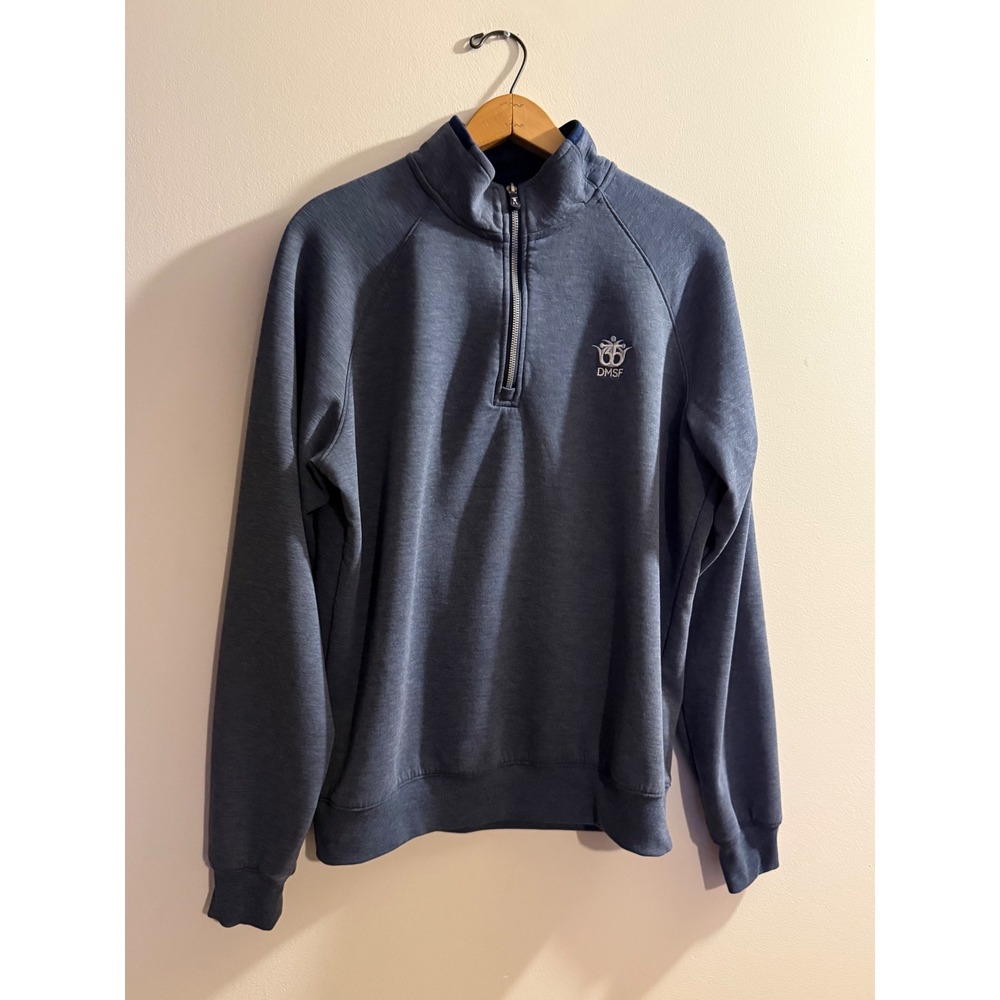 Fairway & Greene Mens Blue Heather Quarter Zip Pullover DMSF Logo Size M USA